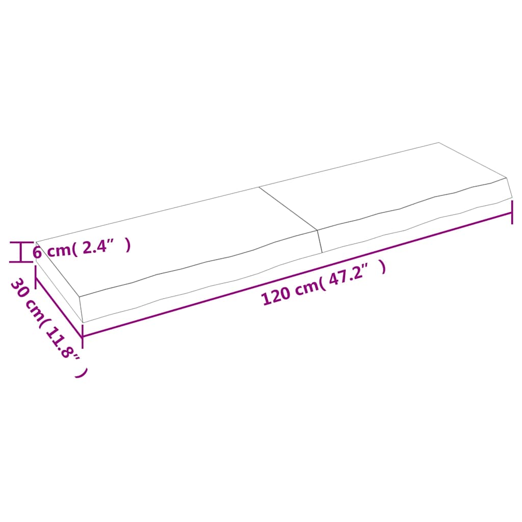 Wandregal Hellbraun 120x30x(2-6) cm Massivholz Eiche Behandelt