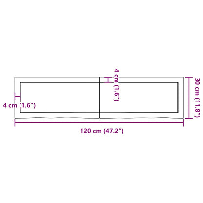 Wandregal Hellbraun 120x30x(2-6) cm Massivholz Eiche Behandelt