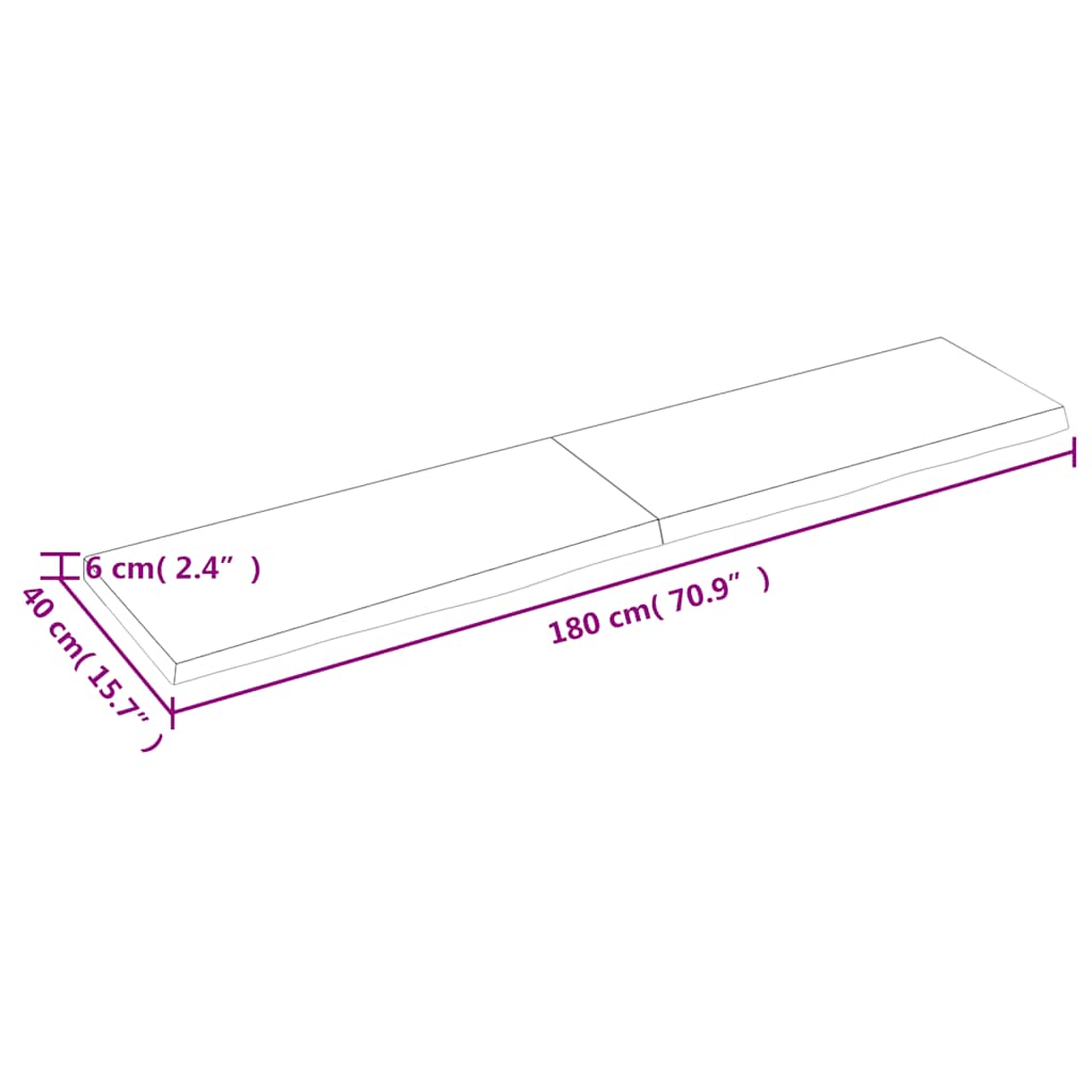 Wandregal Hellbraun 180x40x(2-6) cm Massivholz Eiche Behandelt