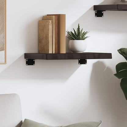 Væghylde Mørkebrun 40x30x(2-4) cm Massiv Eg Behandlet