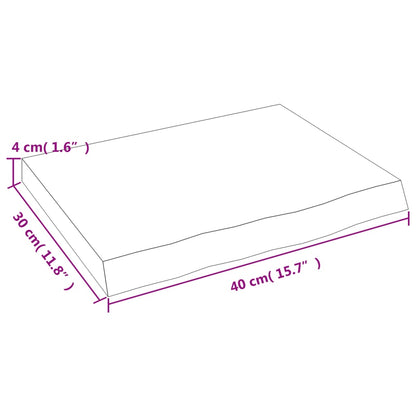 Væghylde Mørkebrun 40x30x(2-4) cm Massiv Eg Behandlet