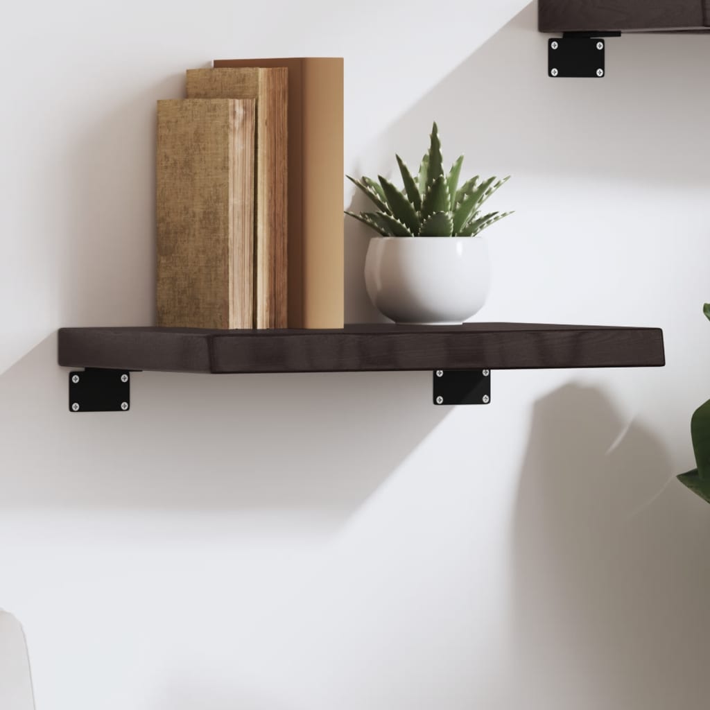 Væghylde Mørkebrun 40x30x(2-4) cm Massiv Eg Behandlet
