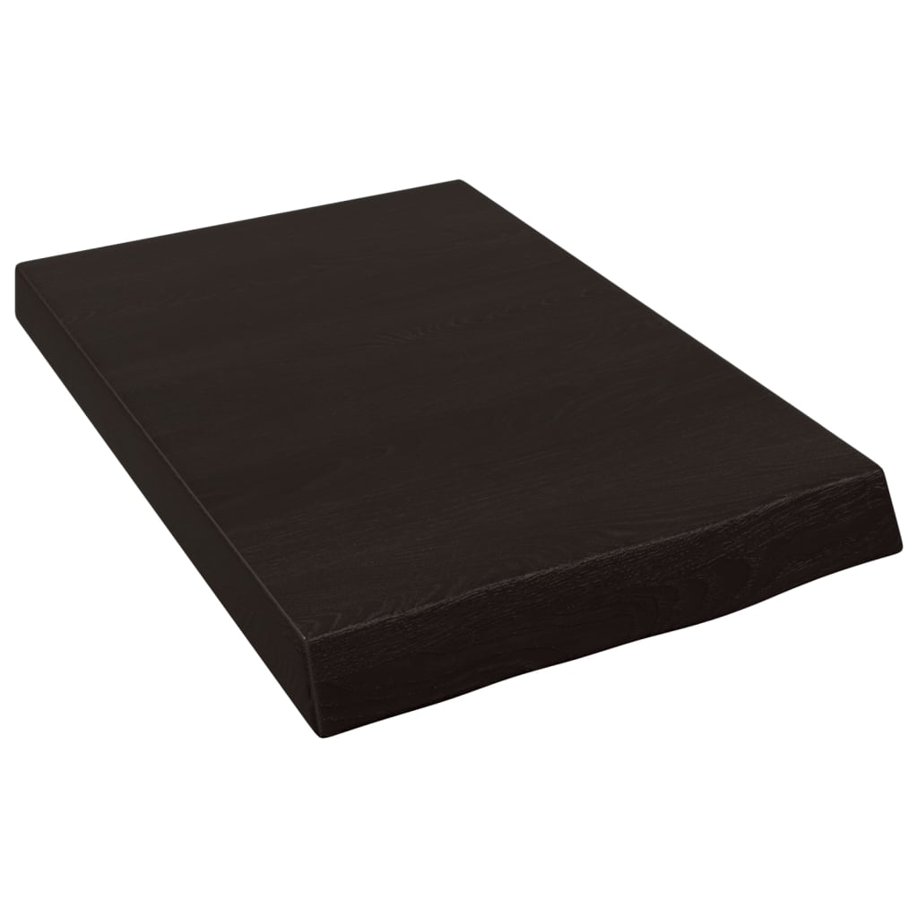 Væghylde Mørkebrun 40x60x(2-6) cm Massiv Eg Behandlet