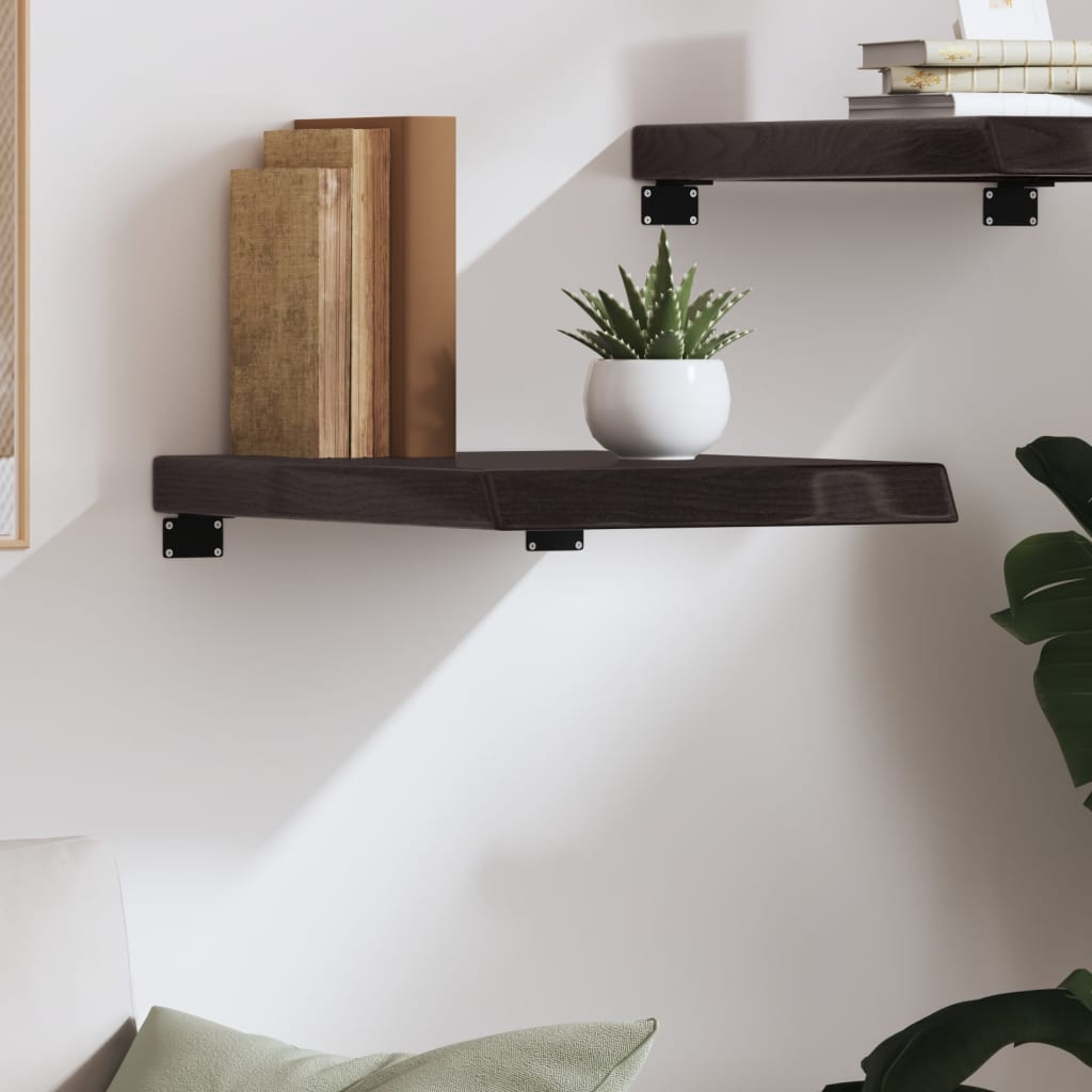 Væghylde Mørkebrun 40x60x(2-6) cm Massiv Eg Behandlet