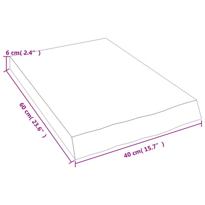 Væghylde Mørkebrun 40x60x(2-6) cm Massiv Eg Behandlet