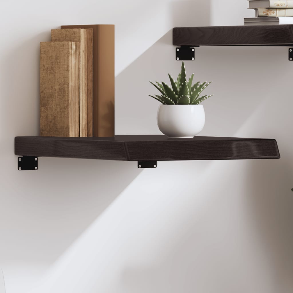 Væghylde Mørkebrun 40x60x(2-6) cm Massiv Eg Behandlet