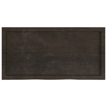 Wandregal Dunkelbraun 100x50x(2-6)cm Massivholz Eiche Behandelt