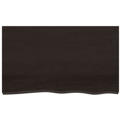 Wandregal Dunkelbraun 100x60x2 cm Massivholz Eiche Behandelt