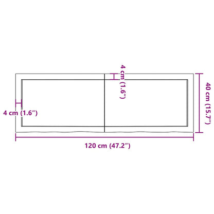 Wandregal Dunkelbraun 120x40x(2-4)cm Massivholz Eiche Behandelt