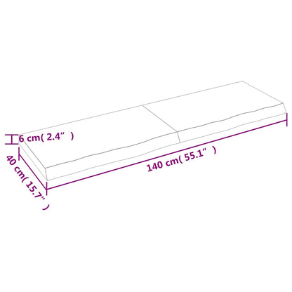Wandregal Dunkelbraun 140x40x(2-6)cm Massivholz Eiche Behandelt