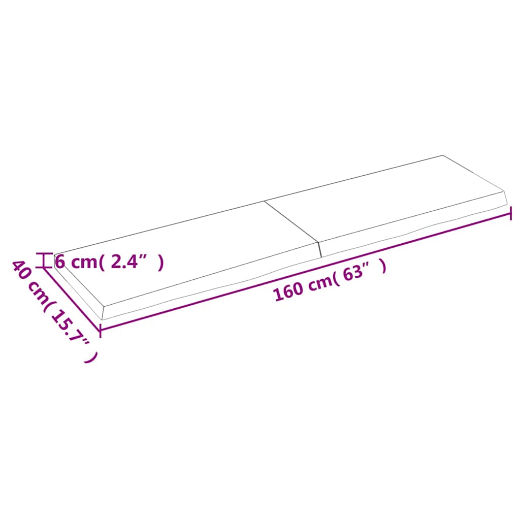 Wandregal Dunkelbraun 160x40x(2-6)cm Massivholz Eiche Behandelt