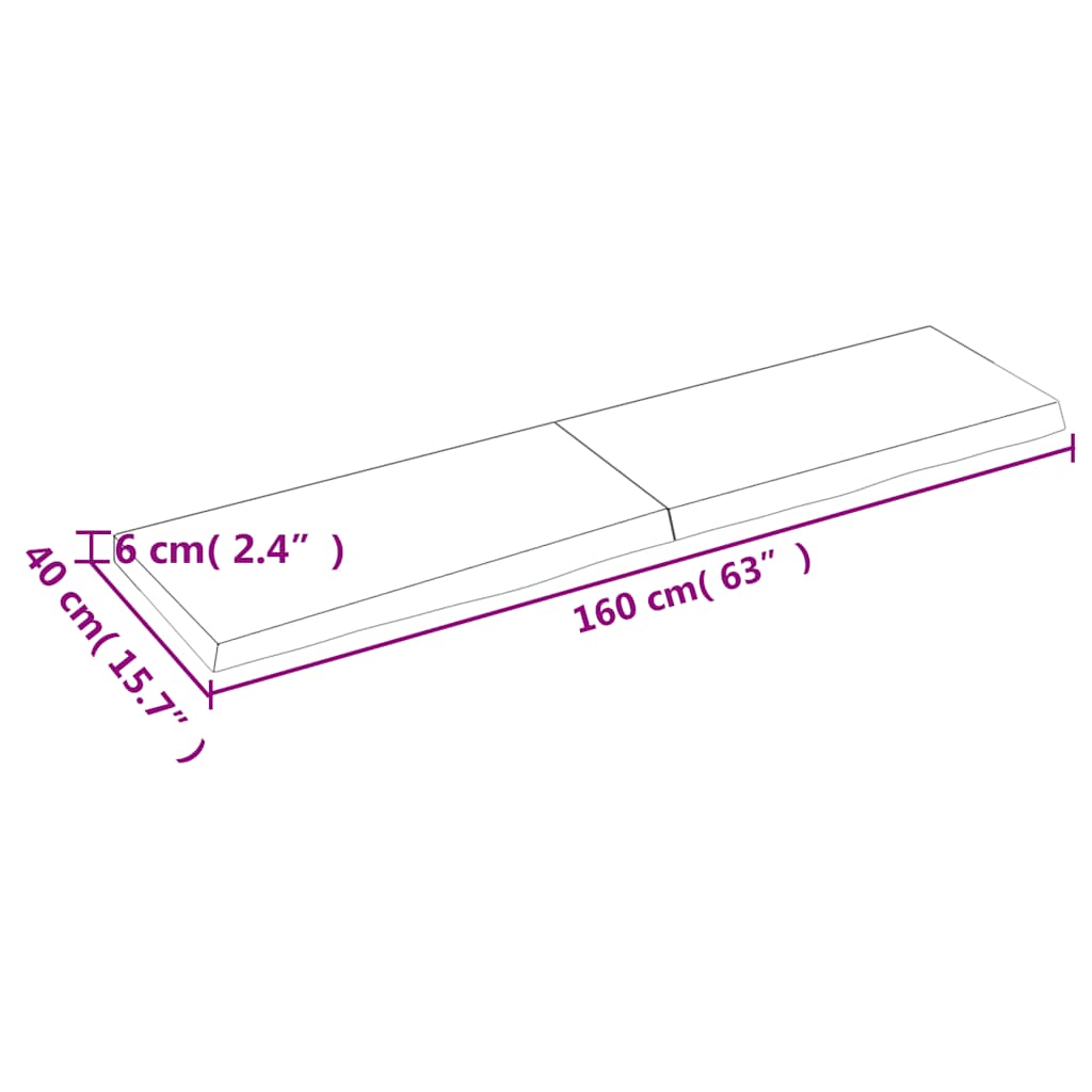 Wandregal Dunkelbraun 160x40x(2-6)cm Massivholz Eiche Behandelt