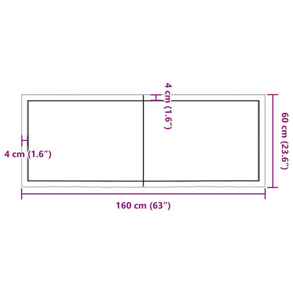 Wandregal Dunkelbraun 160x60x(2-4)cm Massivholz Eiche Behandelt