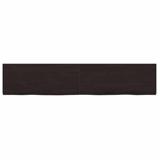 Wandregal Dunkelbraun 200x40x(2-6)cm Massivholz Eiche Behandelt