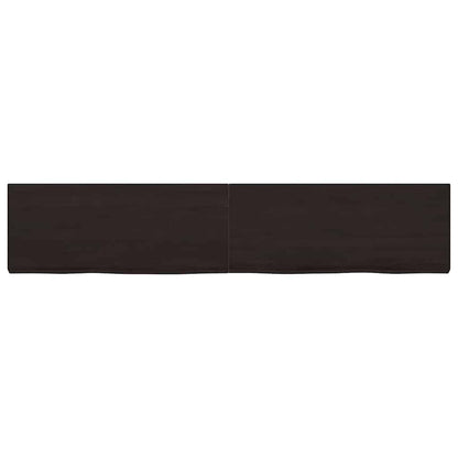 Wandregal Dunkelbraun 200x40x(2-6)cm Massivholz Eiche Behandelt