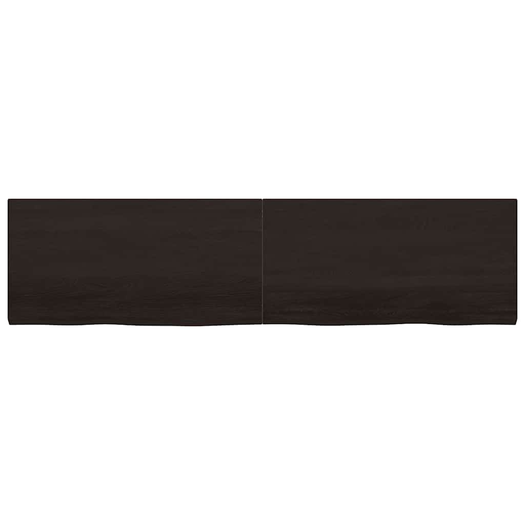 Wandregal Dunkelbraun 200x50x(2-4)cm Massivholz Eiche Behandelt