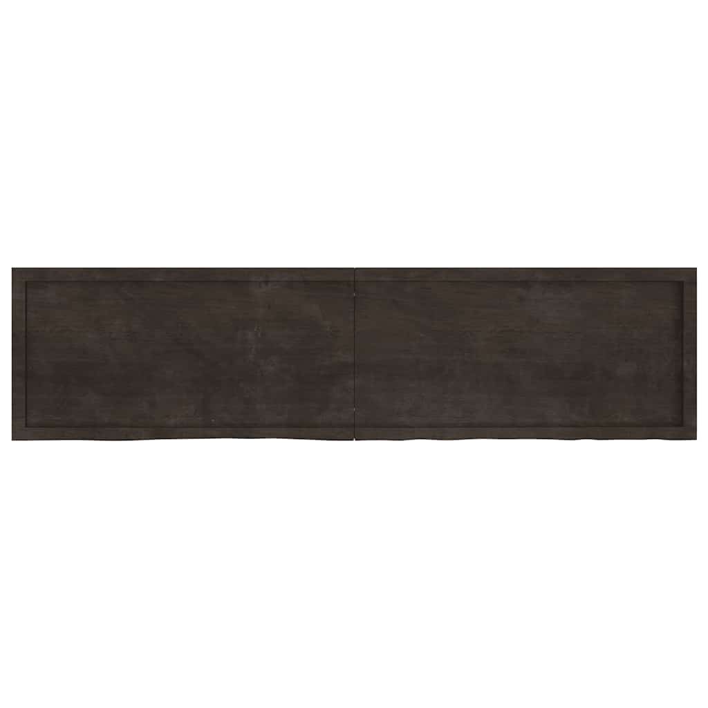Wandregal Dunkelbraun 200x50x(2-6)cm Massivholz Eiche Behandelt