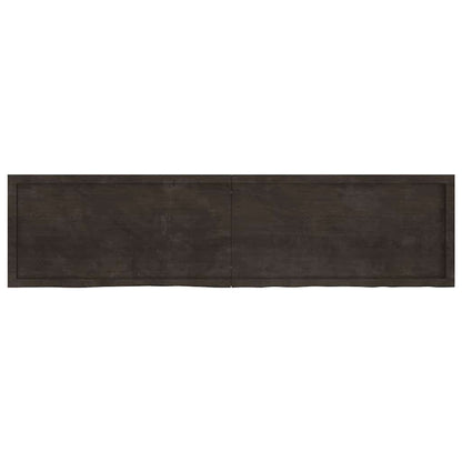 Wandregal Dunkelbraun 200x50x(2-6)cm Massivholz Eiche Behandelt