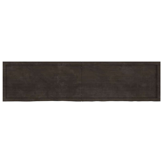 Wandregal Dunkelbraun 200x50x(2-6)cm Massivholz Eiche Behandelt