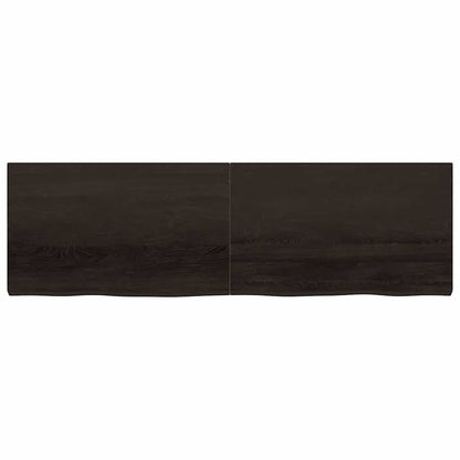 Wandregal Dunkelbraun 200x60x(2-6)cm Massivholz Eiche Behandelt