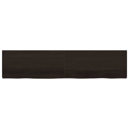 Wandregal Dunkelbraun 220x50x(2-6)cm Massivholz Eiche Behandelt