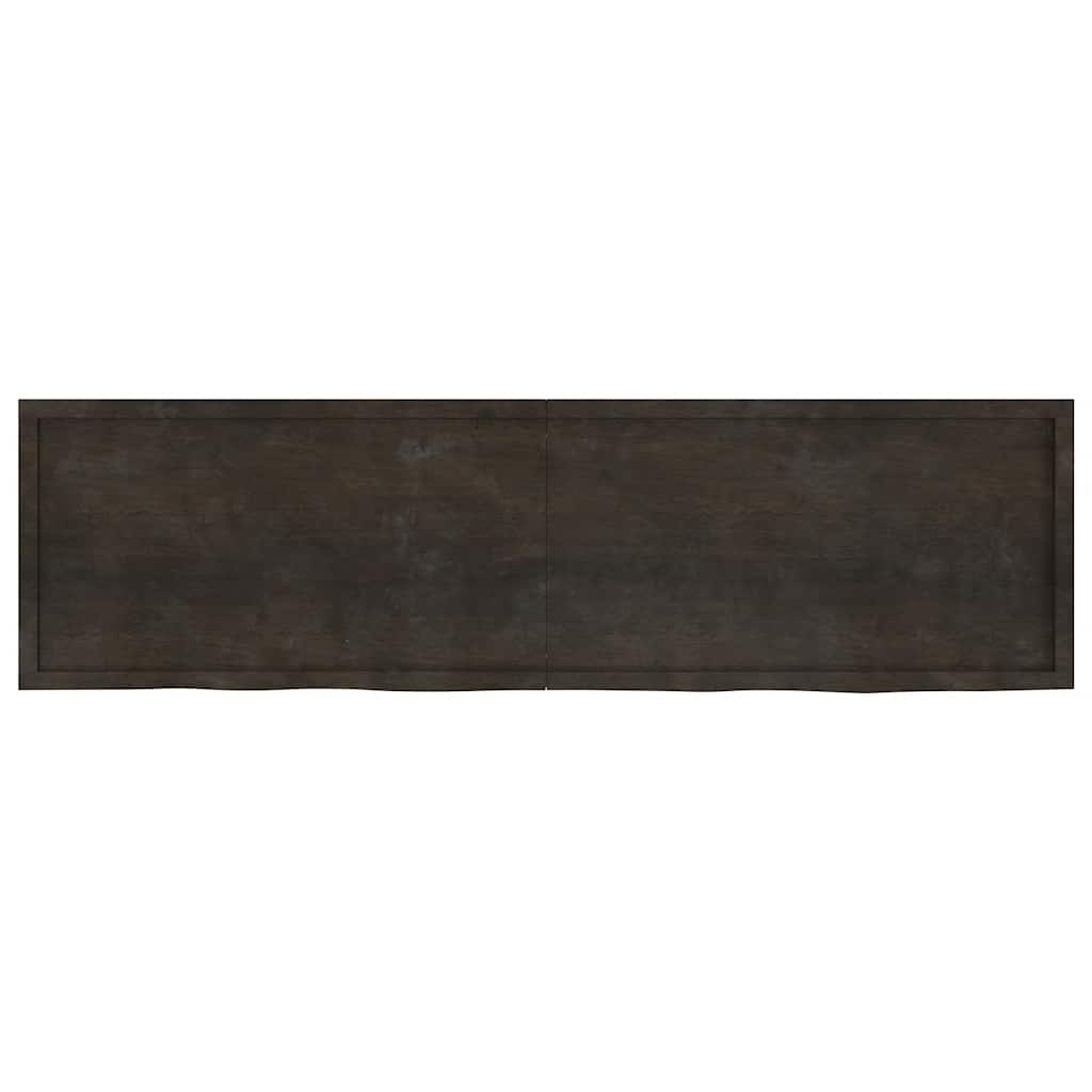 Wandregal Dunkelbraun 220x60x(2-4)cm Massivholz Eiche Behandelt