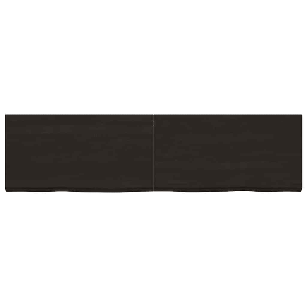Wandregal Dunkelbraun 220x60x(2-6)cm Massivholz Eiche Behandelt