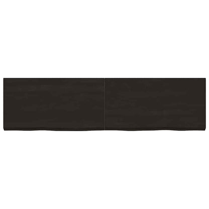 Wandregal Dunkelbraun 220x60x(2-6)cm Massivholz Eiche Behandelt