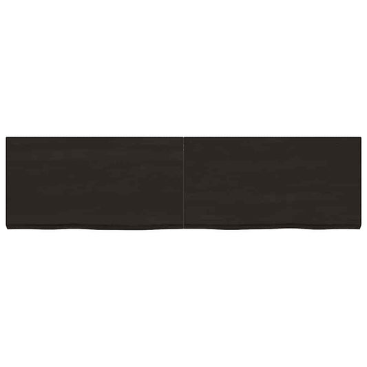 Wandregal Dunkelbraun 220x60x(2-6)cm Massivholz Eiche Behandelt