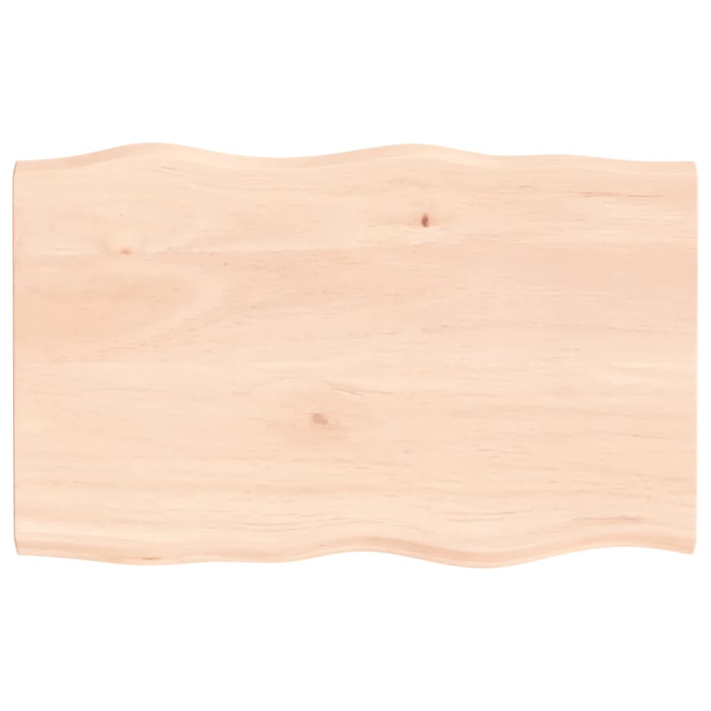Tischplatte 80x50x2 cm Massivholz Eiche Unbehandelt Baumkante