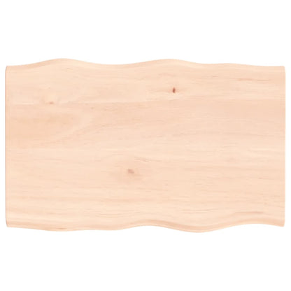 Tischplatte 80x50x2 cm Massivholz Eiche Unbehandelt Baumkante
