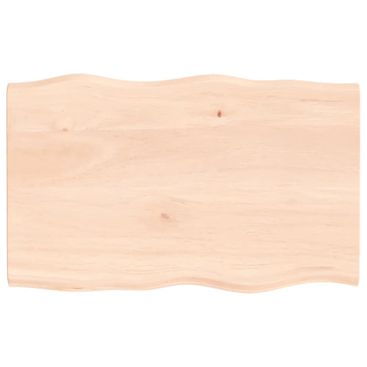 Tischplatte 80x50x2 cm Massivholz Eiche Unbehandelt Baumkante