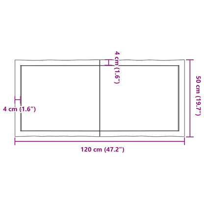Tischplatte 120x50x(2-6) cm Massivholz Unbehandelt Baumkante