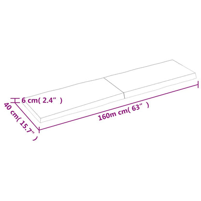 Tischplatte 160x40x(2-6) cm Massivholz Unbehandelt Baumkante