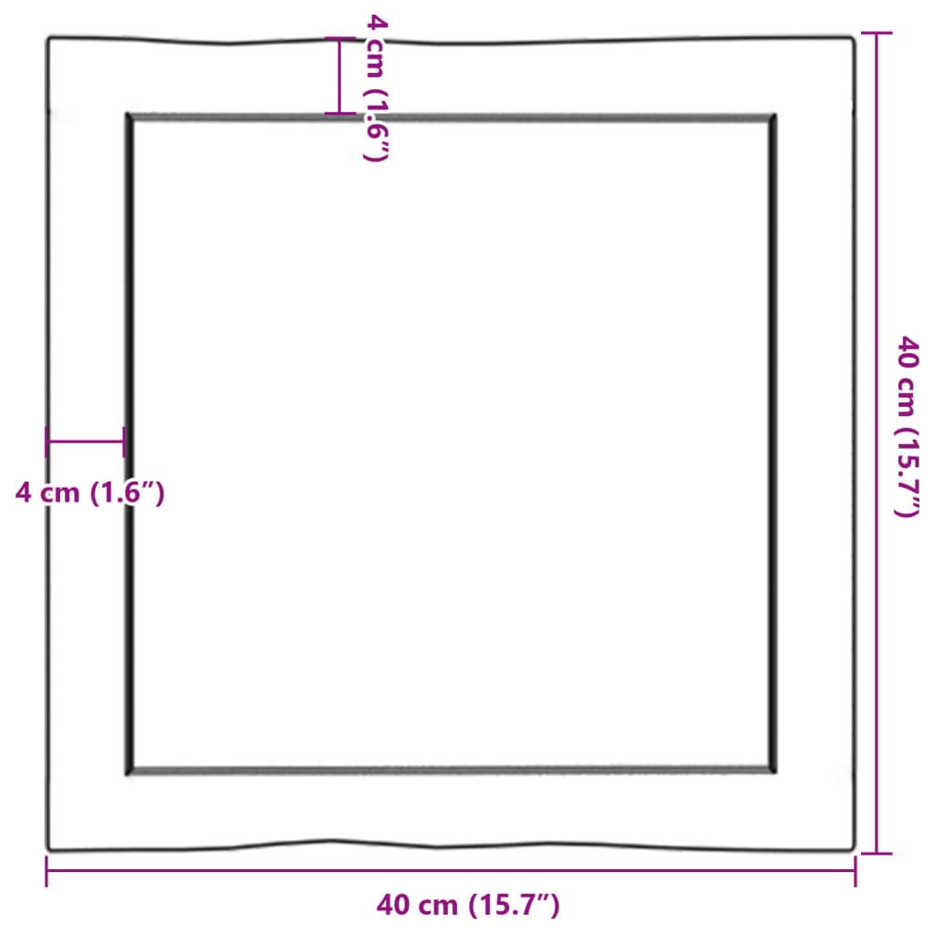 Tischplatte 40x40x(2-4) cm Massivholz Behandelt Baumkante