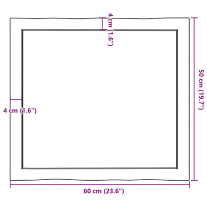 Tischplatte 60x50x(2-6) cm Massivholz Behandelt Baumkante
