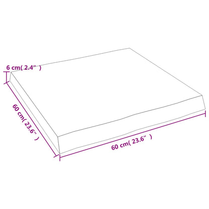Tischplatte 60x60x(2-6) cm Massivholz Behandelt Baumkante