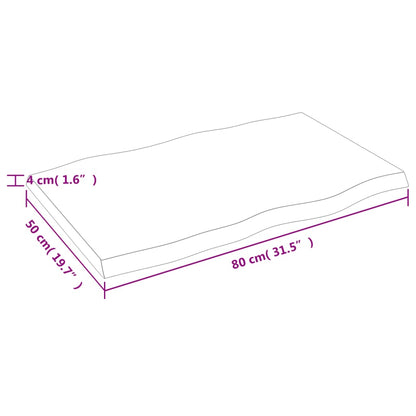 Tischplatte 80x50x(2-4) cm Massivholz Behandelt Baumkante