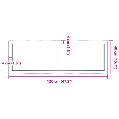 Tischplatte 120x40x(2-4) cm Massivholz Behandelt Baumkante