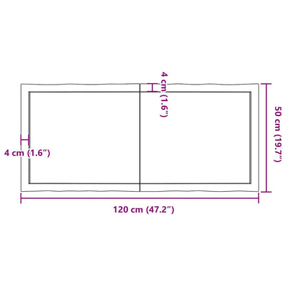 Tischplatte 120x50x(2-6) cm Massivholz Behandelt Baumkante