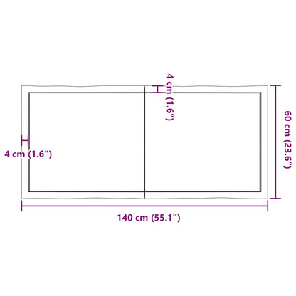 Tischplatte 140x60x(2-4) cm Massivholz Behandelt Baumkante