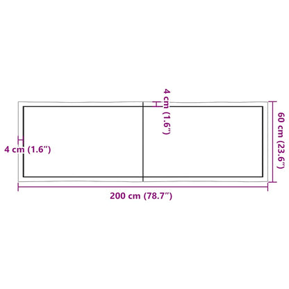 Tischplatte 200x60x(2-6) cm Massivholz Behandelt Baumkante