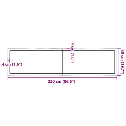 Tischplatte 220x50x(2-4) cm Massivholz Behandelt Baumkante