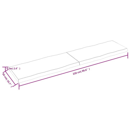 Tischplatte 220x50x(2-6) cm Massivholz Behandelt Baumkante
