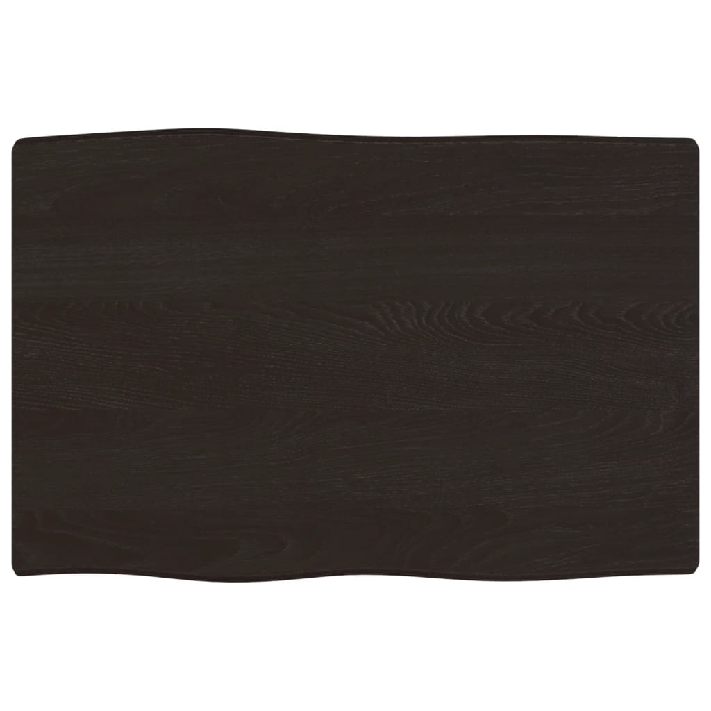 Tischplatte 60x40x2 cm Massivholz Eiche Behandelt Baumkante