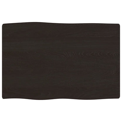 Tischplatte 60x40x2 cm Massivholz Eiche Behandelt Baumkante
