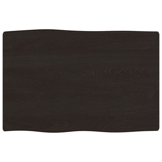 Tischplatte 60x40x2 cm Massivholz Eiche Behandelt Baumkante