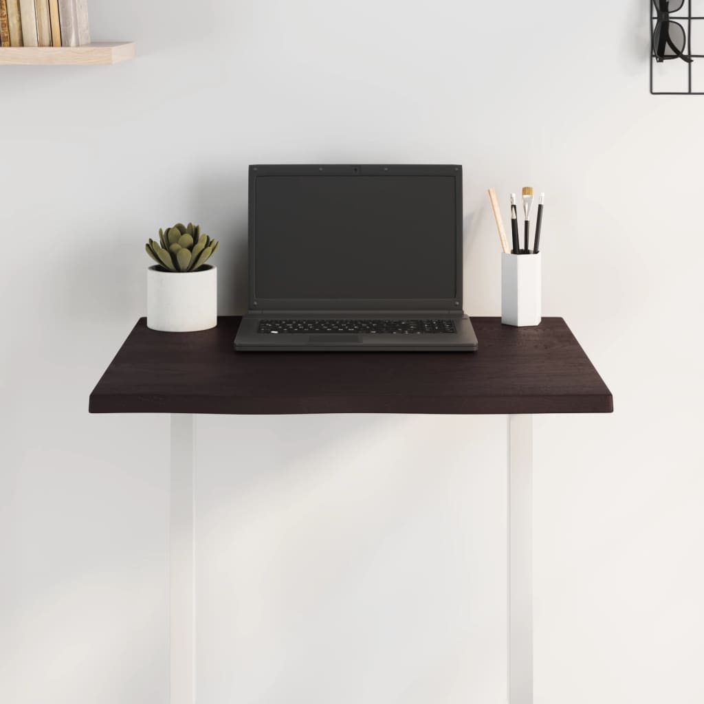 Tischplatte 60x40x2 cm Massivholz Eiche Behandelt Baumkante