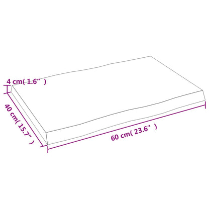 Bordplade 60x40x(2-4) cm massiv træbehandlet trækant