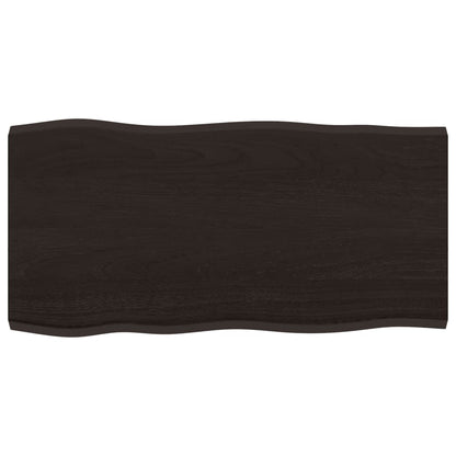 Tischplatte 80x40x2 cm Massivholz Eiche Behandelt Baumkante